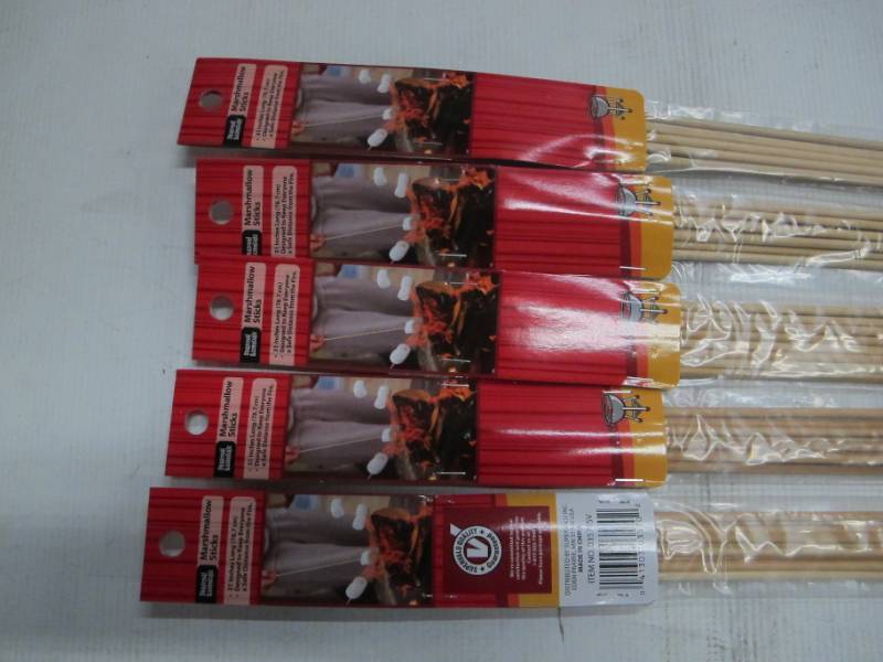 lot B63 image: Five Packs of 8 Seasonal Essentials Wooden Marshmallow Sticks
