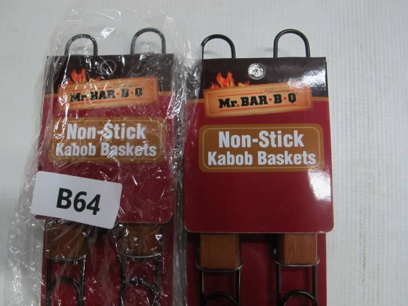 lot B64 image: Pair of Mr. Bar-B-Q Non-Stick Kabob Baskets - 4 Baskets Total - NEW