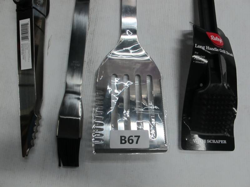 lot B67 image: Grilling Arsenal - Spatula  Tongs  Baster  Brush
