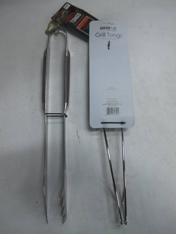 lot B74 image: Grill Tongs Set - Just Grillin Forged Stainless Steel Tongs  Home Grill Tongs - NEW