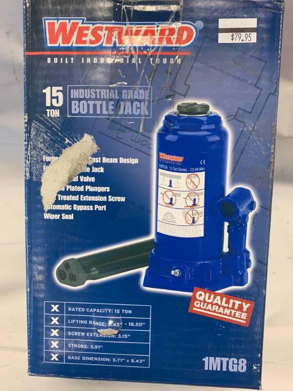 lot 10 image: New in Box 15 Ton Industrial Bottle Jack