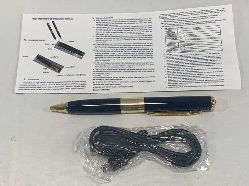 lot 26 image: New 1080 HD Audio Video Spy Camera Pen