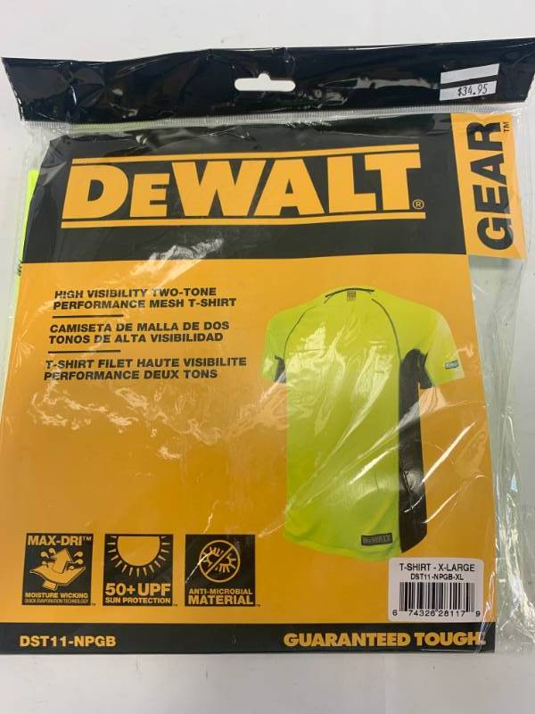 lot 28 image: New DeWalt High Visibility UV 50 Shirt Size XL