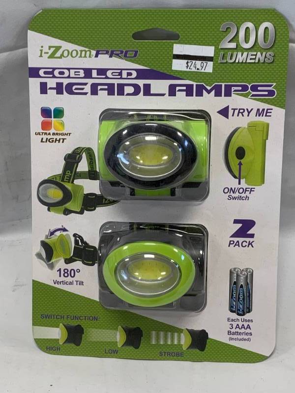 lot 51 image: Izoom 2 Pack Headlamps (batteries included)