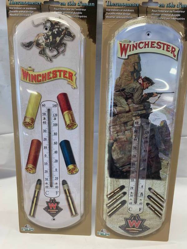lot 55 image: Lot of 2 IndoorOutdoor Winchester Thermometers 17 Long