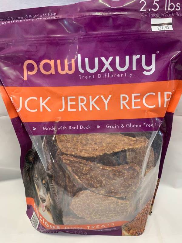 lot 63 image: Duck Jerky Dog Treats 2.5 Pounds  $24.95 at Costco