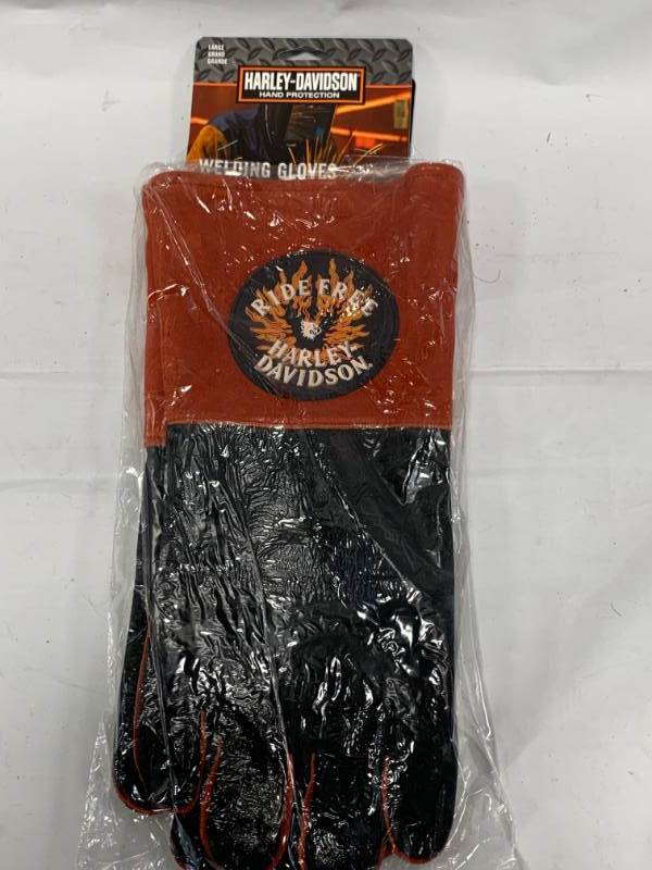 lot 101 image: Harley Davidson Leather Welding  BBQ Gloves New