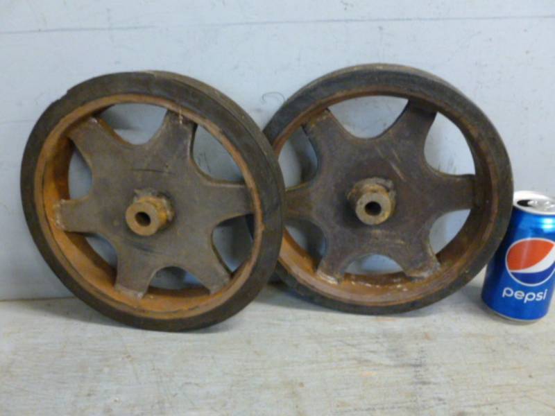 lot 10 image: Vintage Railroad Cart Wheels