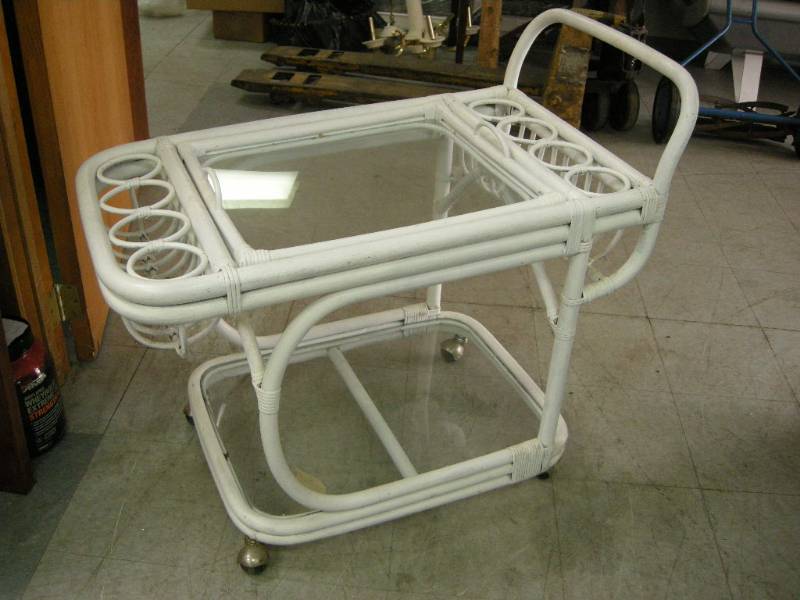 lot 244 image: Vintage Bamboo Service Cart
