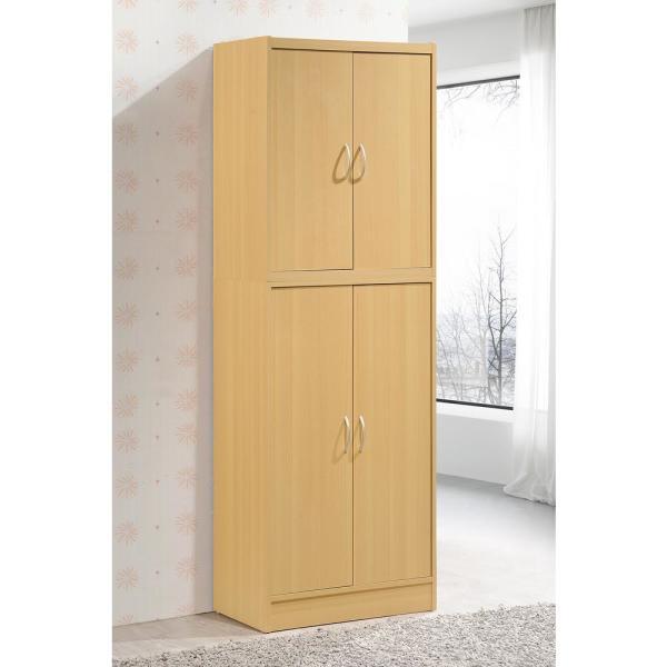 lot 265 image: Hodedah 4-Door Beech Kitchen Pantry...