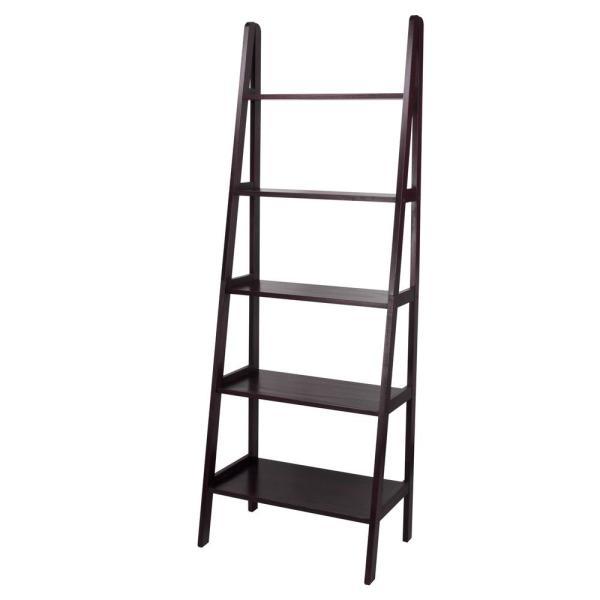 lot 279 image: Casual Home Espresso 5-Shelf Ladder...
