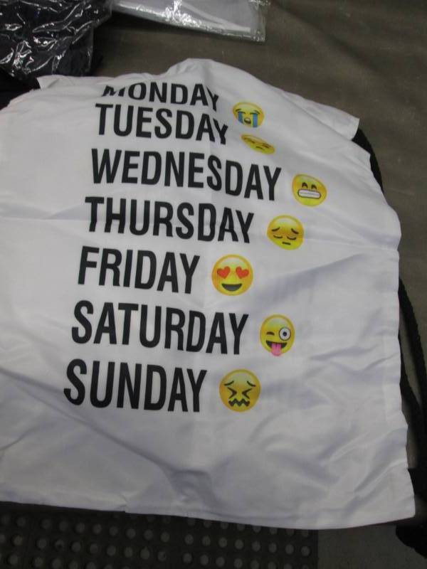 lot 32 image: 6 Day of Week Emoji Drawstring Back...