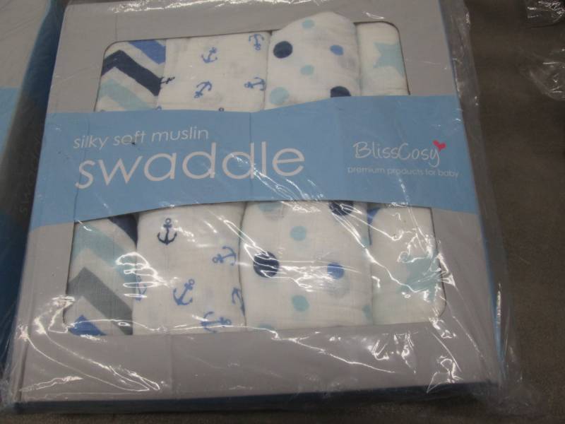 lot 70 image: Set of 4 Muslin Swaddle Blankets...