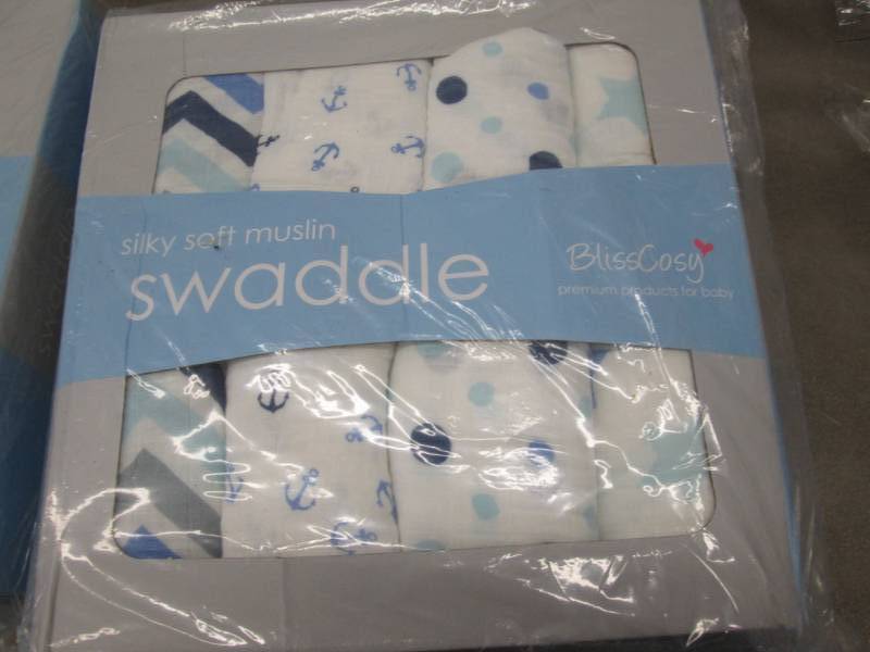 lot 71 image: Set of 4 Muslin Swaddle Blankets...