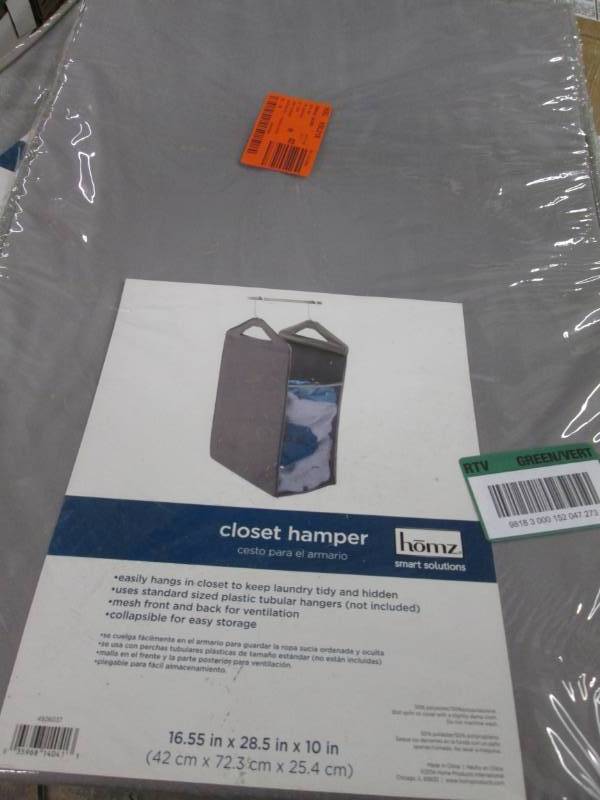 lot 210 image: HOMZ Hanging Closet Hamper in Gray ...