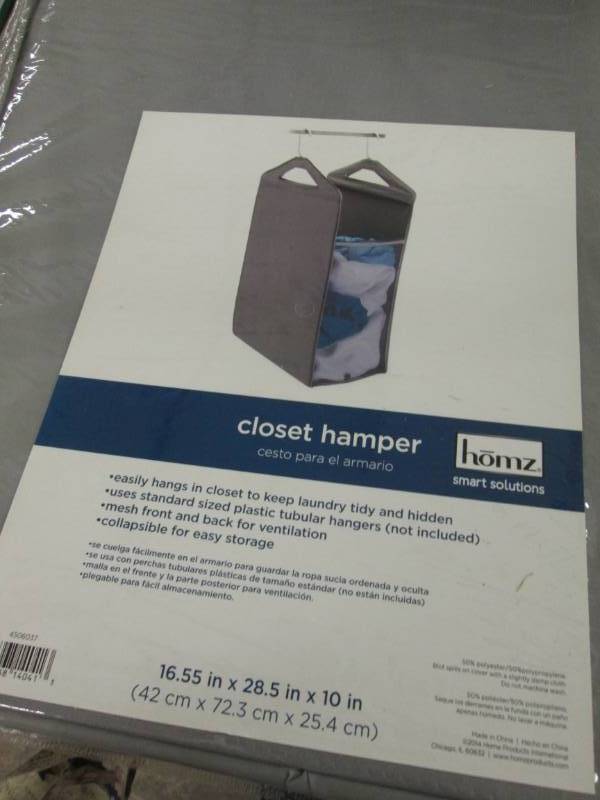 lot 211 image: HOMZ Hanging Closet Hamper in Gray ...