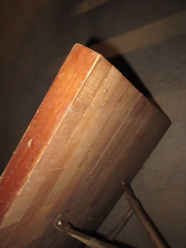 lot 304 image: Solid wood top butcher block style vintage folding table