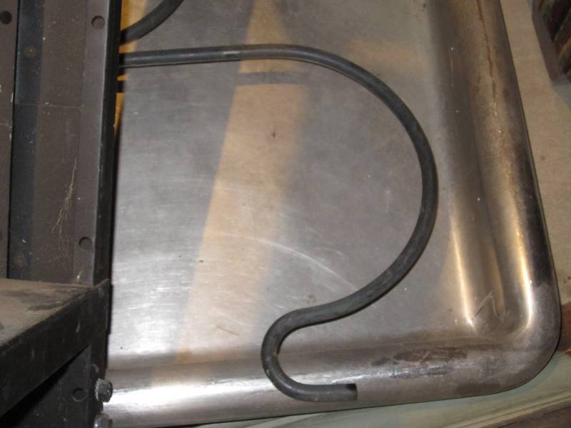 lot 310 image: 6 foot stainless steel counter top with base (pictured on top of it) also other stainless receptacles