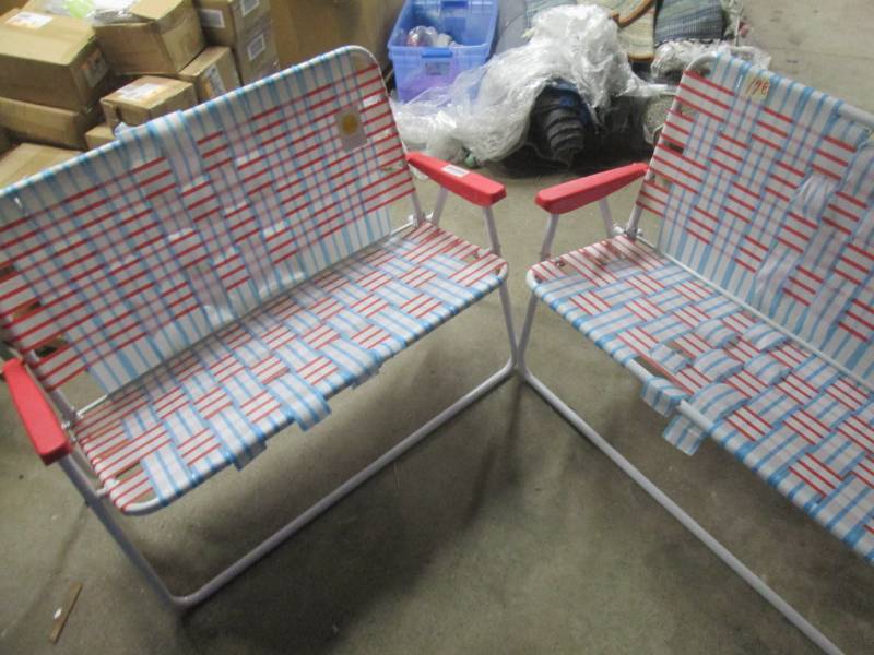 lot 210 image: 2 outdoor loveseat needs straps hoo...