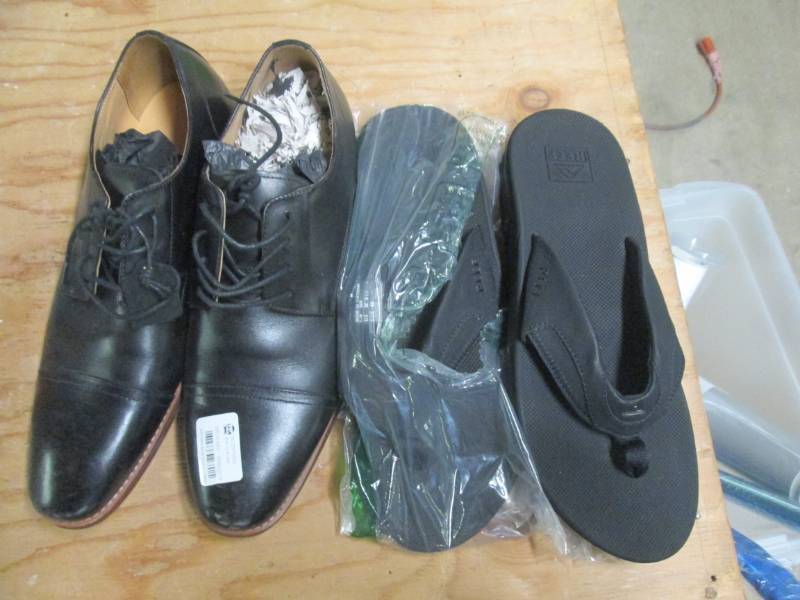 lot 226 image: size 12 mens black shoes and size 1...