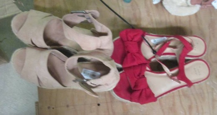 lot 262 image: size 8.5 red heels and tan heel pai...