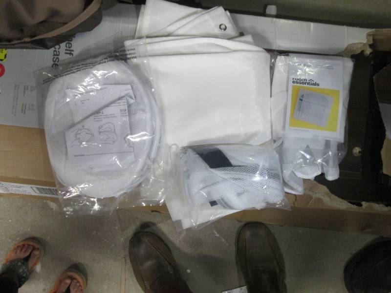 lot 83 image: shower curtain and laundry bag lot...