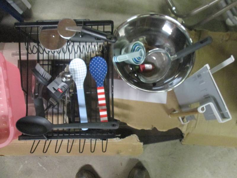 lot 85 image: lot of kitchen items and dish rack...