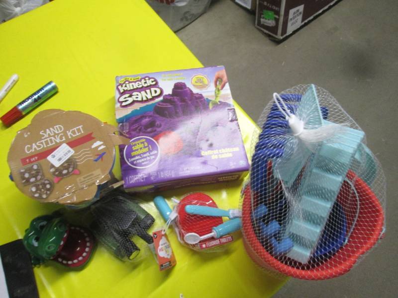 lot 121 image: lot of beach toys and kinetic sand...