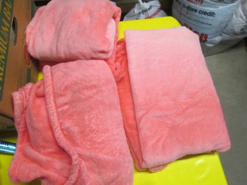 lot 163 image: lot of 3 pink plush throws...