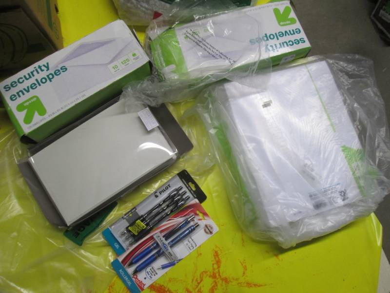 lot 174 image: lot of envolopes, paper and pens...