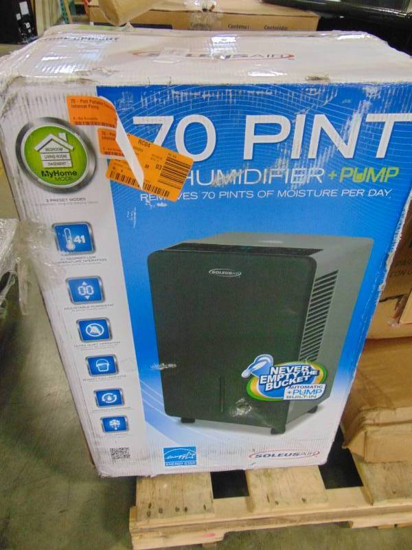 lot 206 image: Soleus Air 70-Pint Portable Dehumidifier with Internal Pump DS1-70EIP-210