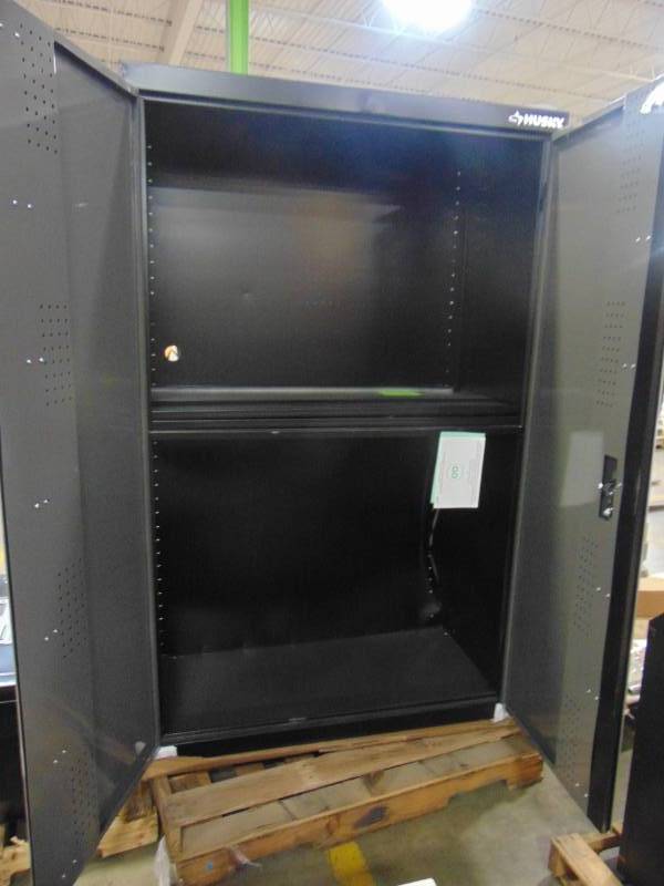 lot 238 image: Husky 72 in. H x 46 in. W x 24 in. D Welded Steel Floor Cabinet in BlackGray KF3F462472-H9