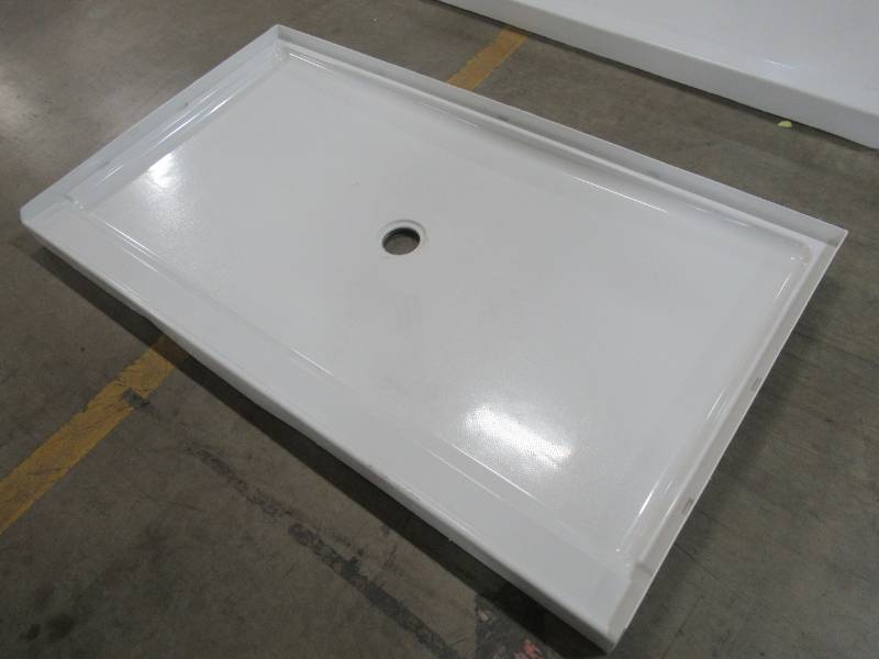 lot 63 image: Sterling Guard Plus White Vikrell Shower Base 34-in W X 60-in L with Center Drain 72331800-0
