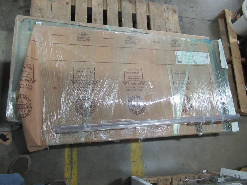 lot 77 image: 2 Glass Tub Panels With Chrome Handle