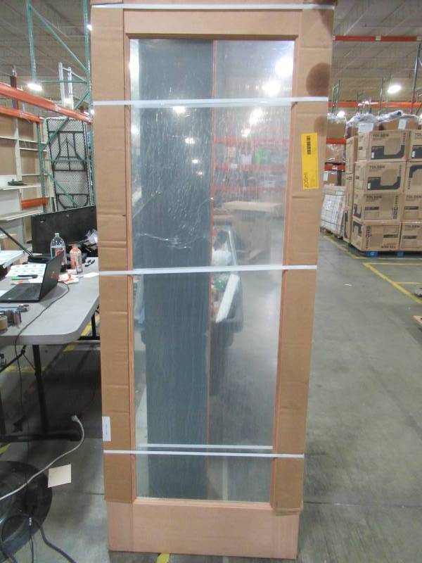 lot 83 image: Custom Ordered 30 in. x 80 in. Rustic Knotty Alder Full-Lite Clear Low-E Unfinished Wood, No Bore Door Slab