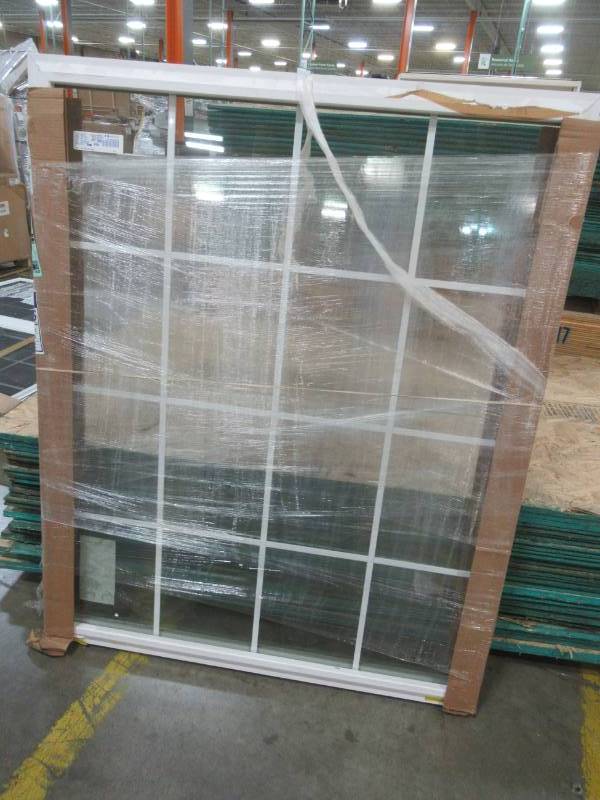 lot 92 image: Custom 3201 Series Vinyl Picture Window with Low E Glass and internal Grates. 47 X 58 14 X 3 14