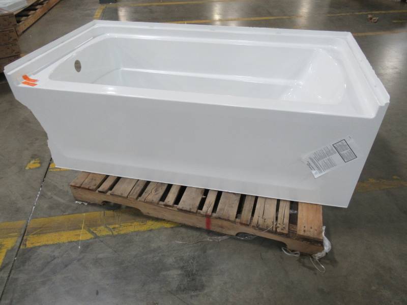 lot 96 image: Sterling 60 X 32 X 18 Fiberglass Bathtub. LH Drain - Cracked Apron.