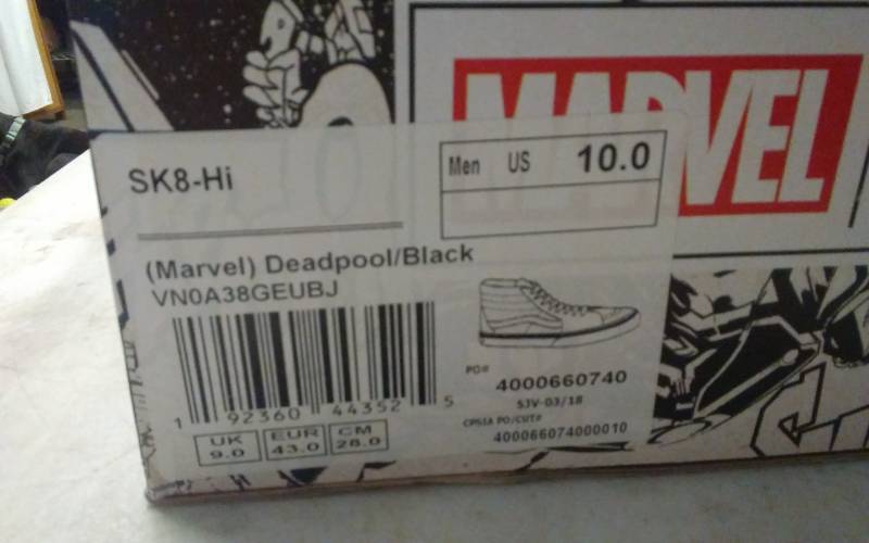 deadpool vans size 10
