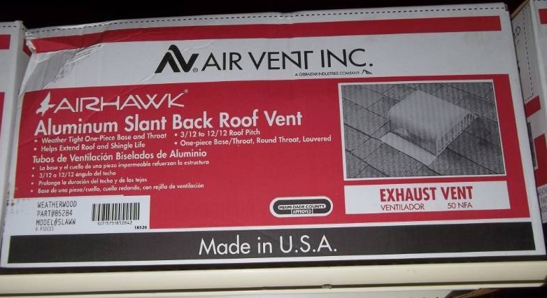 lot 187 image: Aluminum Roof Vents