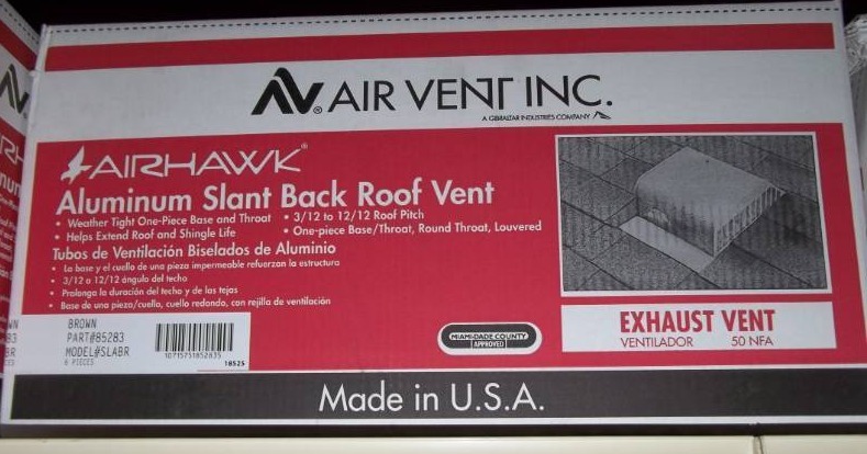 lot 188 image: Aluminum Roof Vents