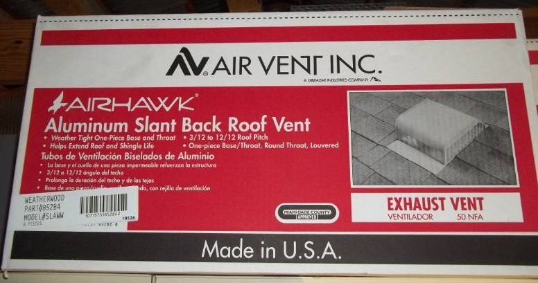 lot 189 image: Aluminum Roof Vents