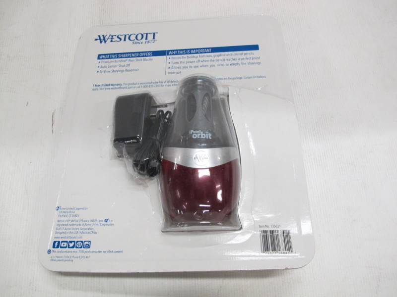 lot 6 image: Westcott iPoint Halo Colored Pencil Non-Stick Electric Sharpener