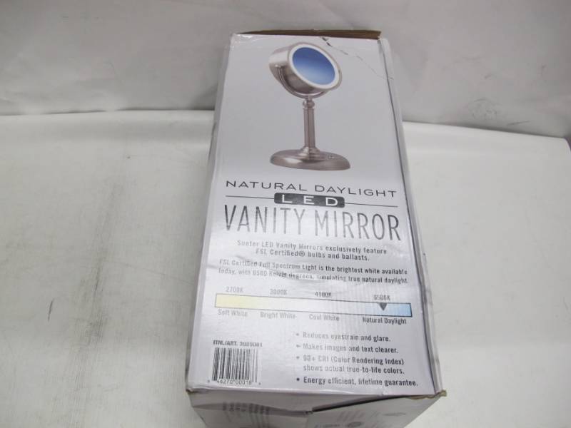 lot 13 image: Sunter LED Natural Daylight Vanity Makeup Mirror 10x Magnification