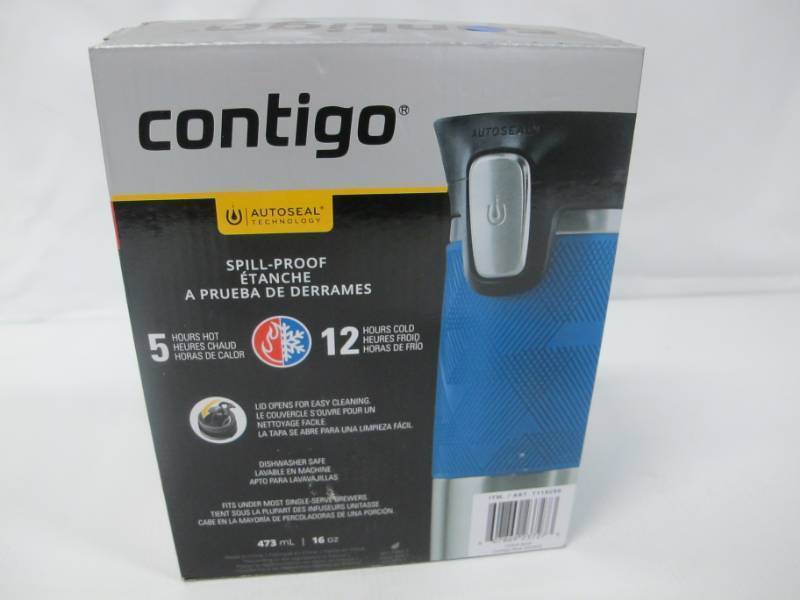 lot 12 image: Contigo Autoseal Travel Mugs -Blue and Black