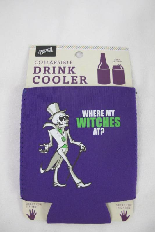 lot 109 image: Lot of NEW 30 Watt Halloween Items - 2 Packs of Napkins  2 Drink Coozies (4 Items)