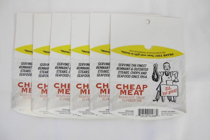 lot 117 image: 6 Pack of Prank Gift Card Holders - CHEAP MEATS