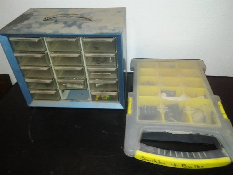 lot 227 image: 2 storage boxes with contents.
