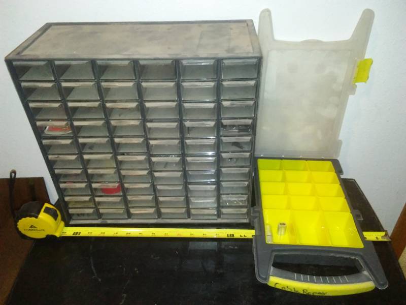 lot 252 image: 2 plastic storage bins - 60 drawer and 15 bins, portable.