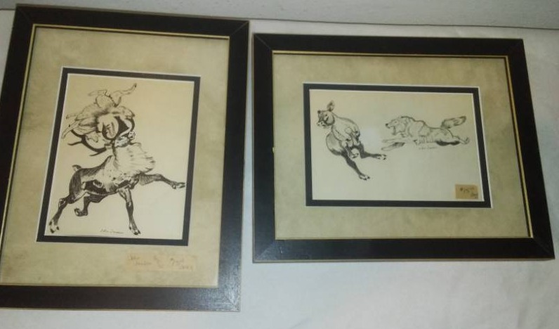 lot 338 image: 2 John Jensen original pencil drawings 8 x 10 of Frazee Minnesota.