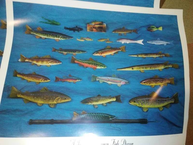 lot 346 image: John Jensen fish decoy print. Number 392  1000 signed.